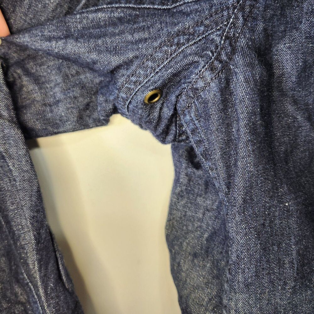 Lauren Jeans Co Ralph Lauren Denim Jacket L Cotton Linen Drawstring Blue - Picture 6 of 12